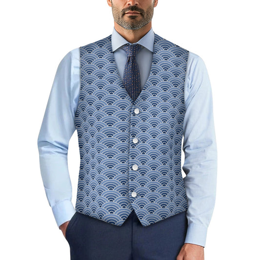 Wagara - Seigaiha Blue Suit vest jacket