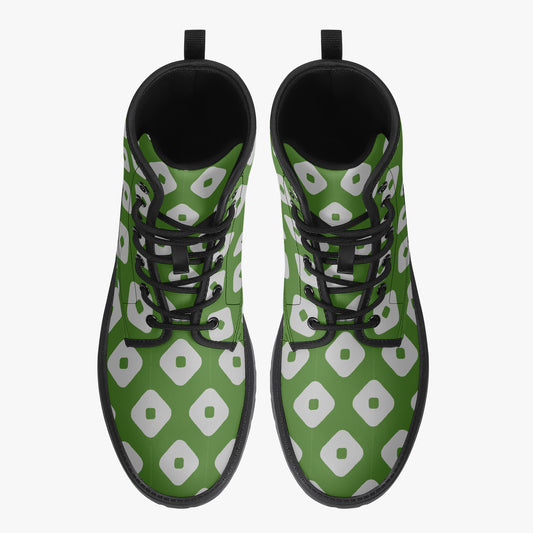 Japanese Wagara - Kanoko Green - PU Leather Boots