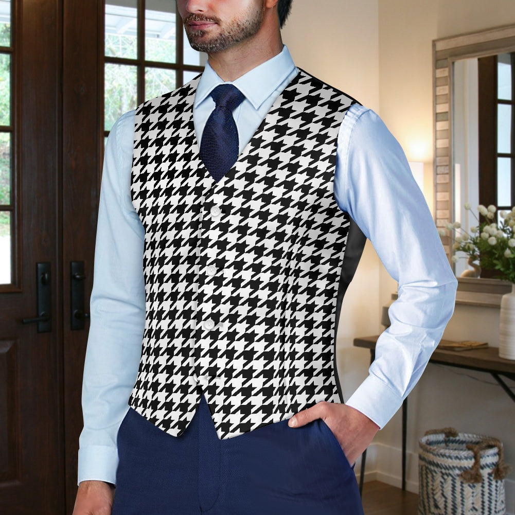 Two Tone Houndstooth Suit vest jacket