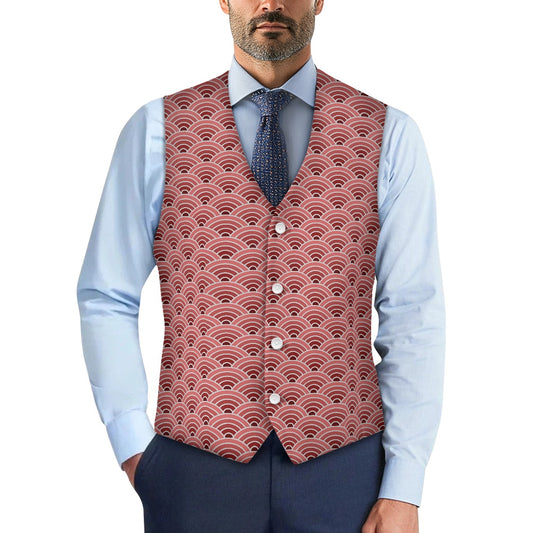 Wagara - Seigaiha Red Suit vest jacket