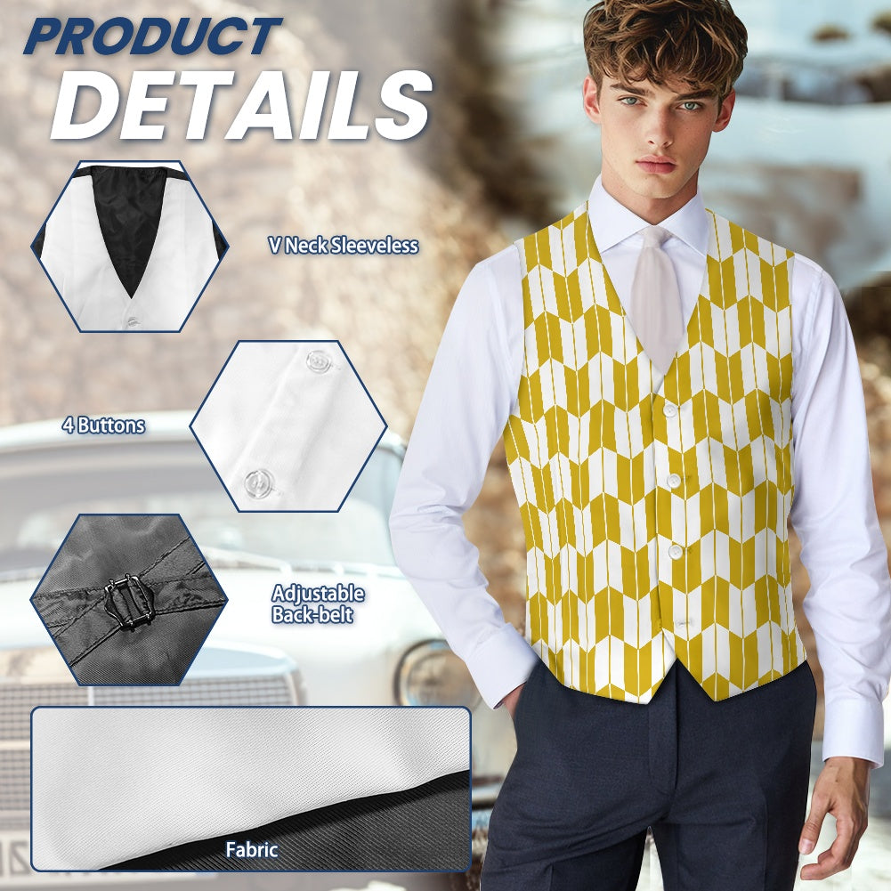 Wagara - Yagasuri Gold/White Suit vest jacket
