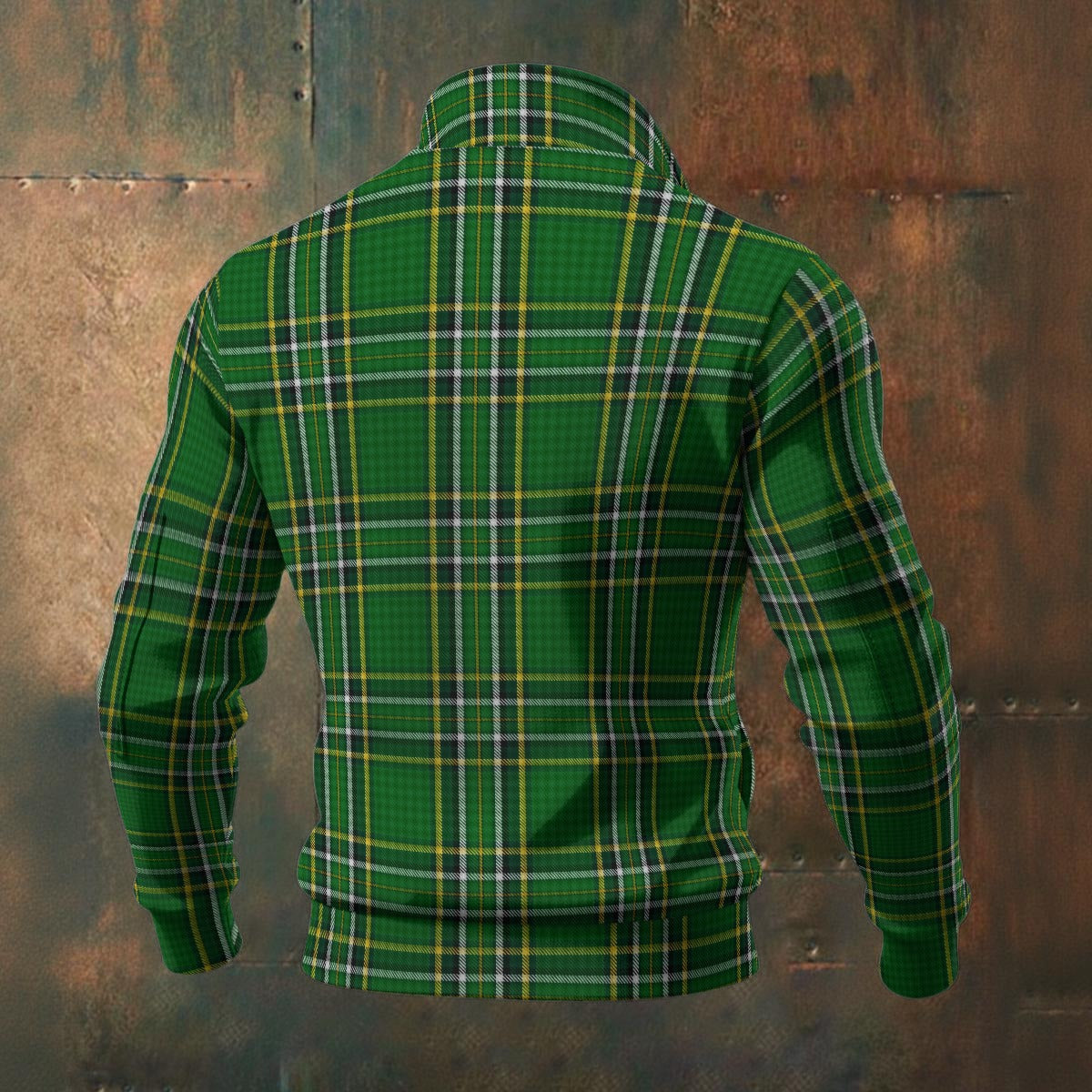 Irish National Tartan | Men's Thick Knit Fleece Jacket