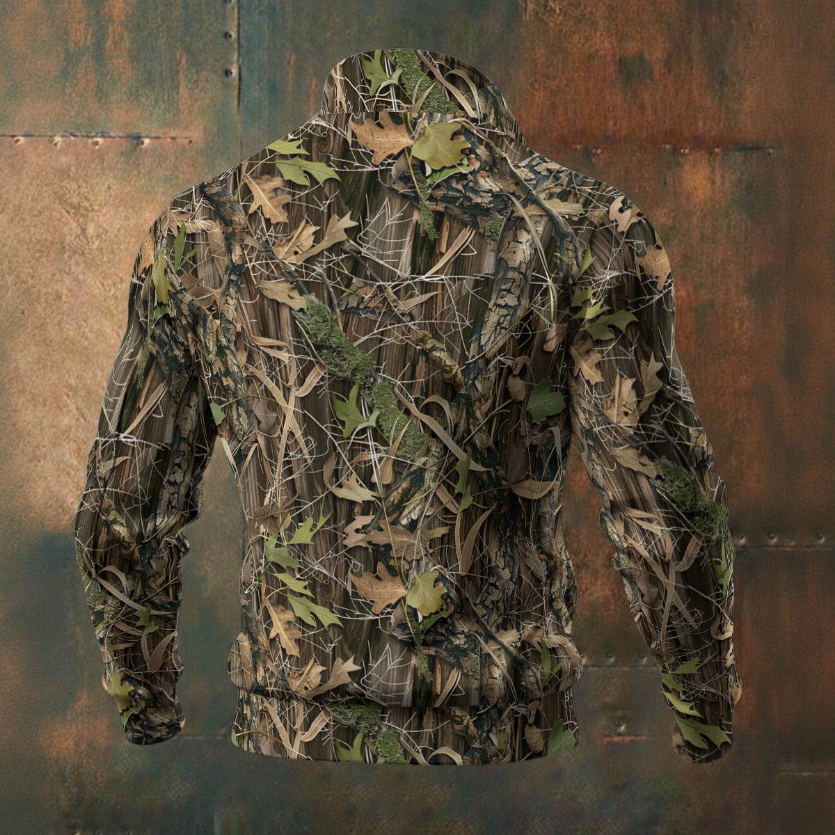 Bark & Leaf Scatter Camouflage | Hunting Camo | Men's Thick Knit Fleece Jacket