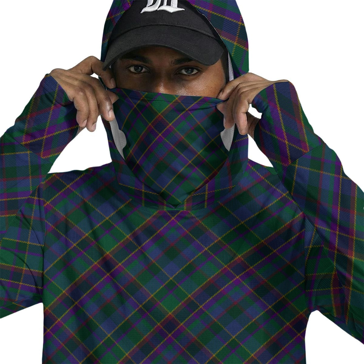 Fourth Fold Tartan | Men’s Sun Protection Hoodie with Face Cover and Thumb Holes