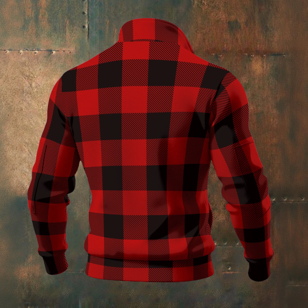 Buffalo Check - Red - Men's Thick Knit Fleece Jacket