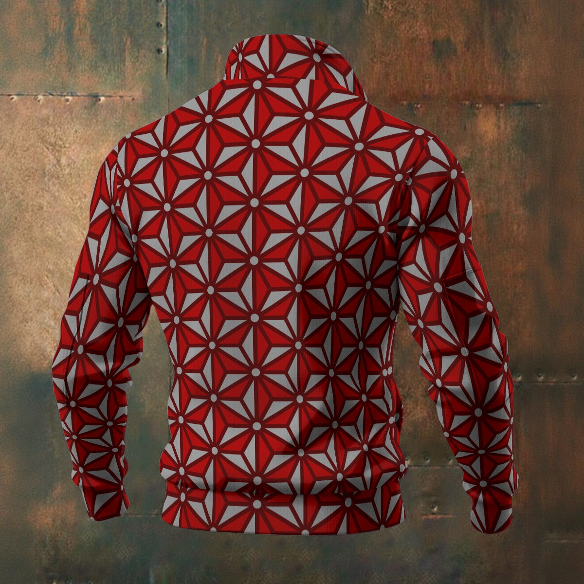 Japanese - Wagara - Asanoha - Men's Thick Knit Fleece Jacket