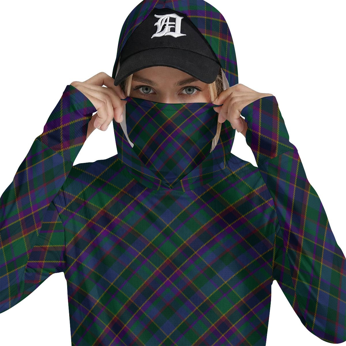 Fourth Fold Tartan | Women’s Hooded Face-Cover Sun Protection Tshirt