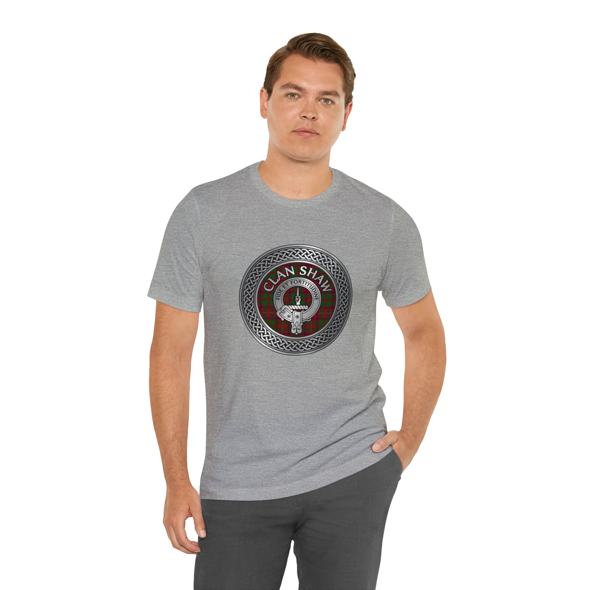 Clan Shaw Crest & Tartan Knot | Unisex T-Shirt
