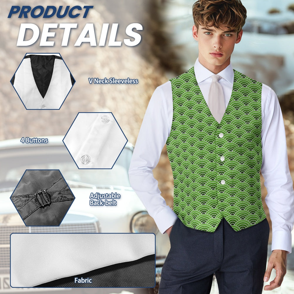 Wagara - Seigaiha Green Suit vest jacket