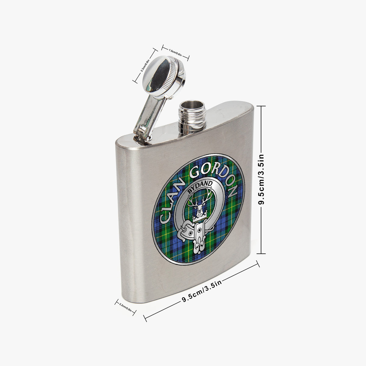 Clan Gordon Crest & Tartan 7oz Stainless Steel Hip Flask