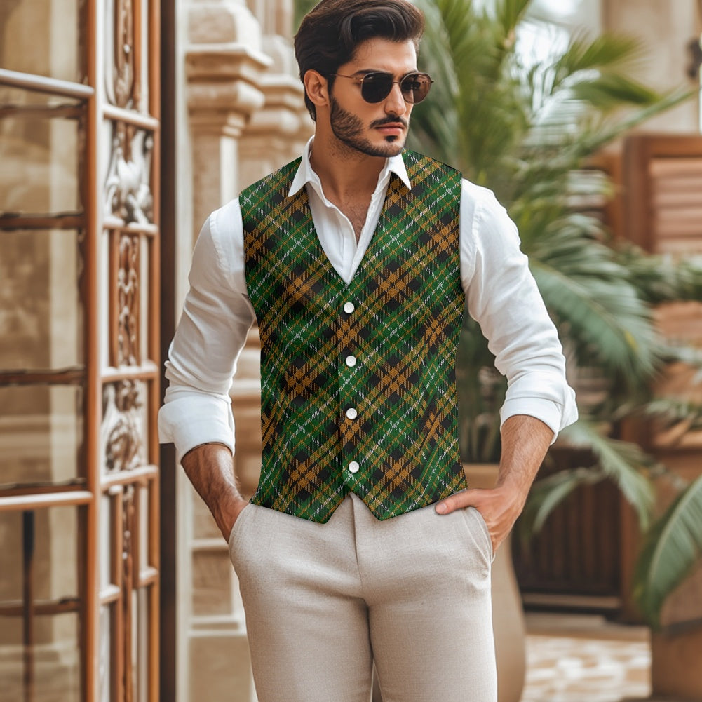Clan Ramsay Orange Tartan Suit vest jacket