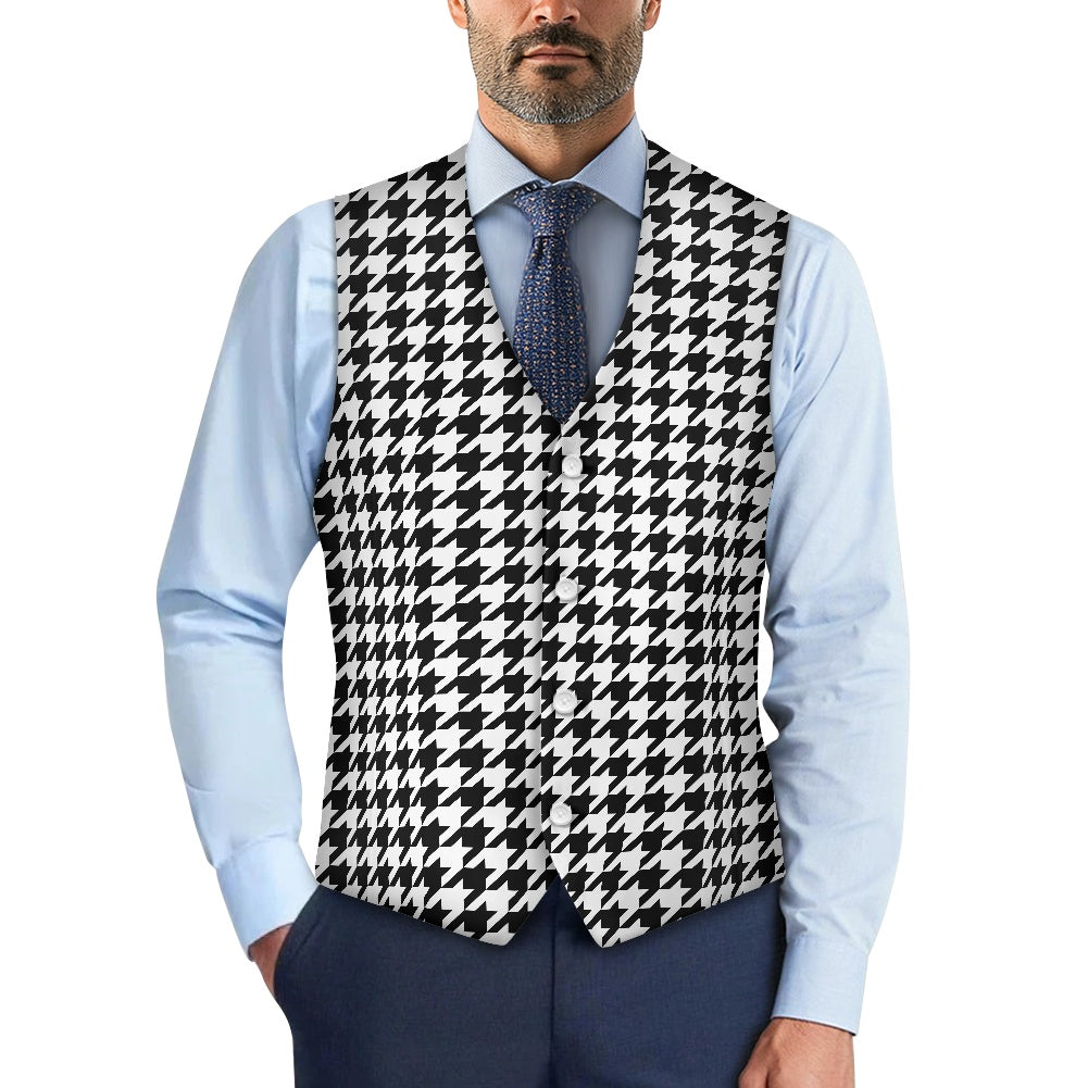 Two Tone Houndstooth Suit vest jacket