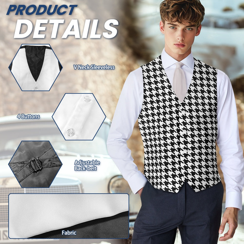 Two Tone Houndstooth Suit vest jacket