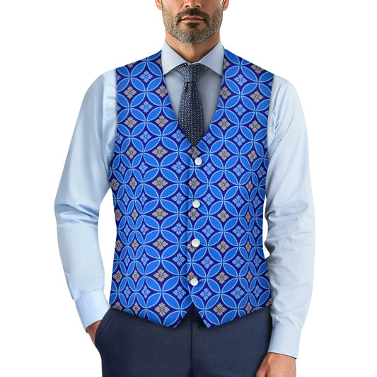 Wagara - Shippo Blue Suit vest jacket