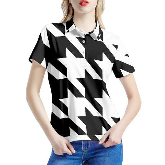 Two Tone Houndstooth Women's Polo Shirt