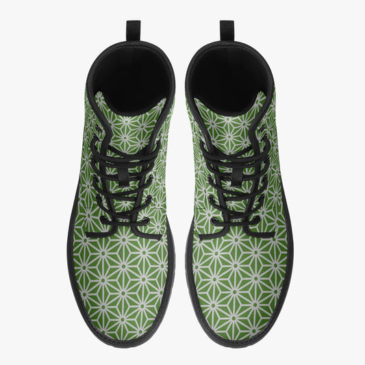 Japanese Wagara - Asoha Green - PU Leather Boots