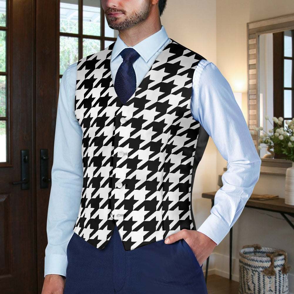 Two Tone Houndstooth Suit vest jacket