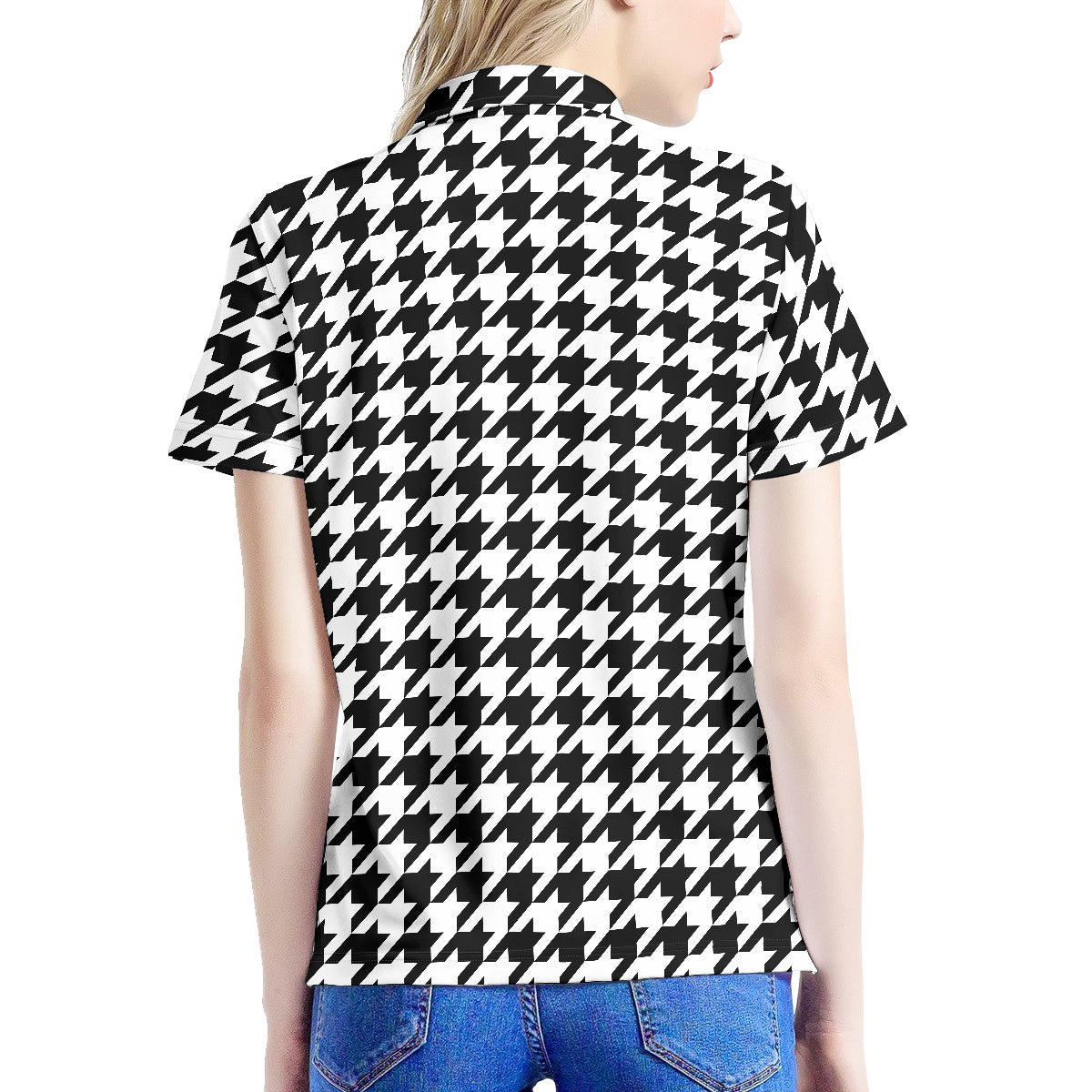 Two Tone Houndstooth Women's Polo Shirt