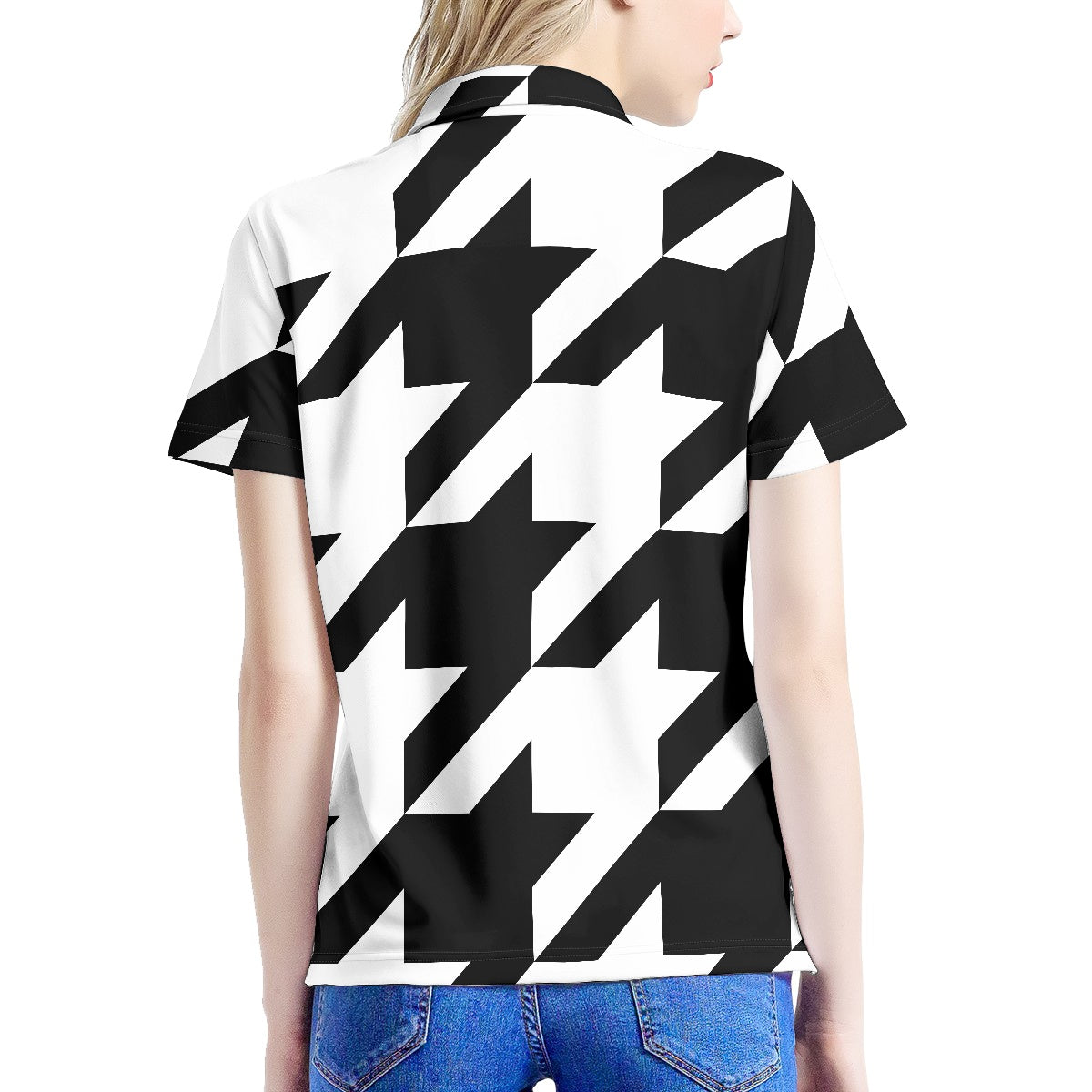 Two Tone Houndstooth Women's Polo Shirt