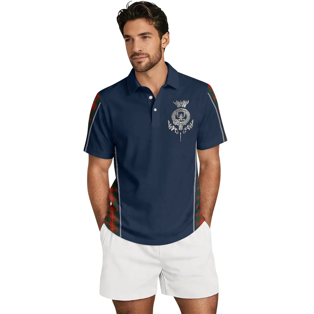 Clan Douglas Roxburgh Tartan & Black Douglas Crest Polo