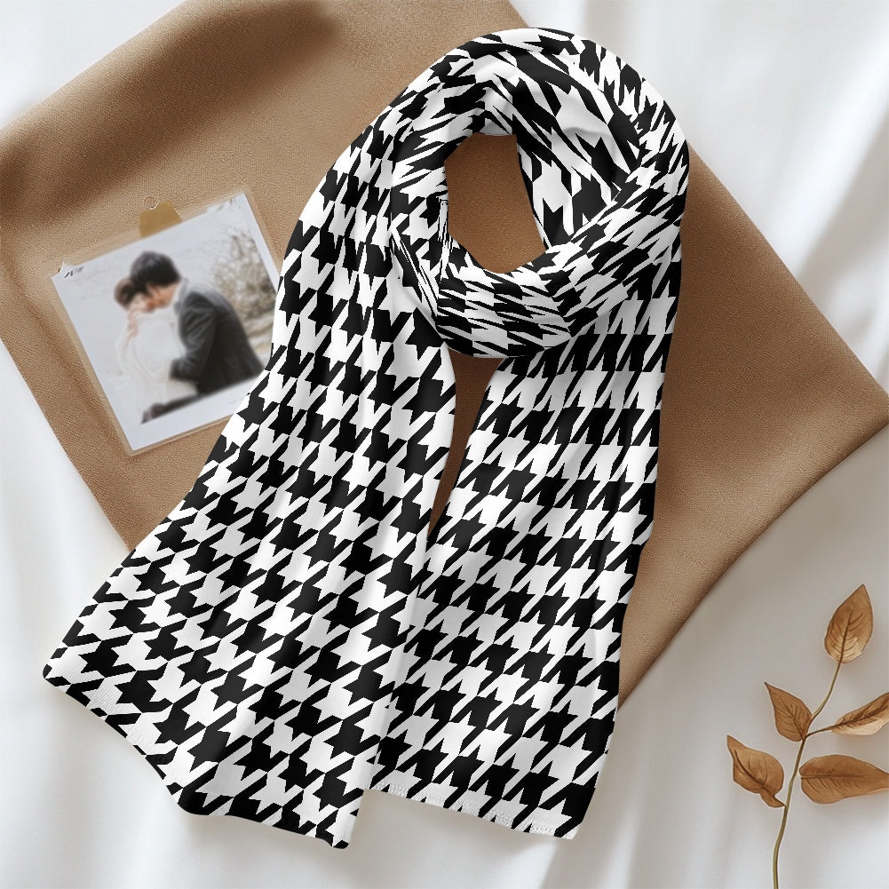 Two Tone Houndstooth Fluffy scarf