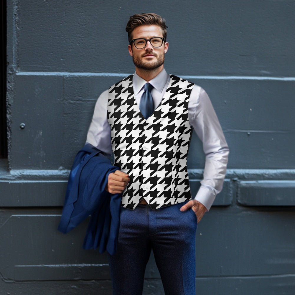 Two Tone Houndstooth Suit vest jacket
