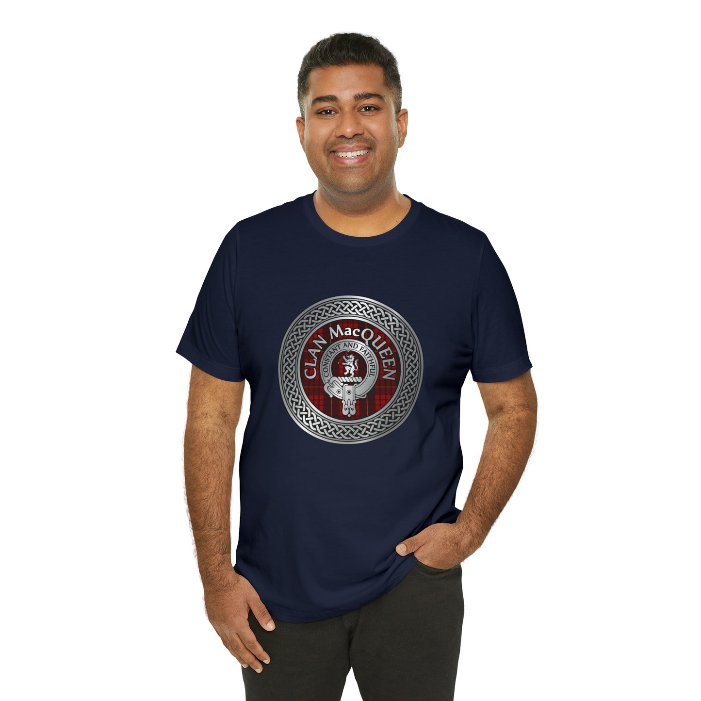 Clan MacQueen Crest & Tartan Knot | Unisex T-Shirt