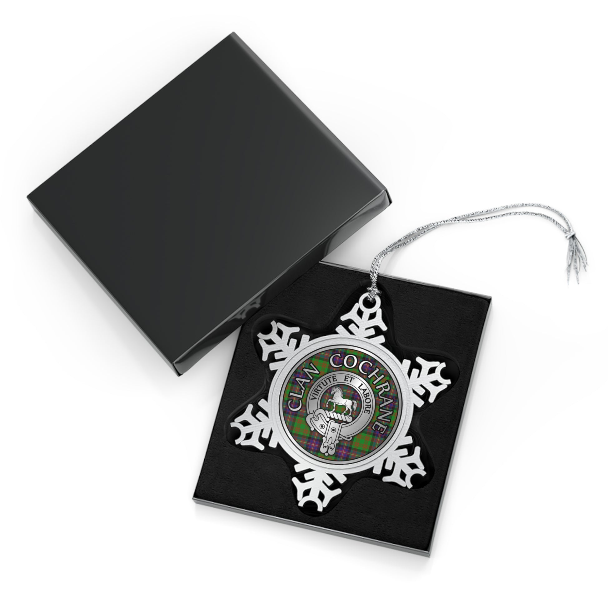 Clan Cochrane Crest & Tartan Pewter Snowflake Ornament (AU/NZ only)