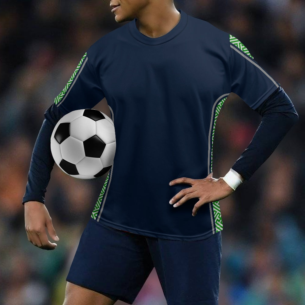 Japanese Wagara - Green Sayagata Strip - Football Shirt