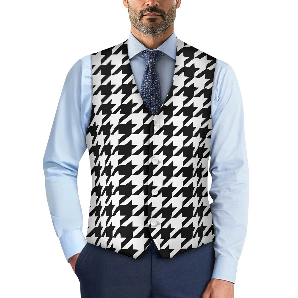 Two Tone Houndstooth Suit vest jacket