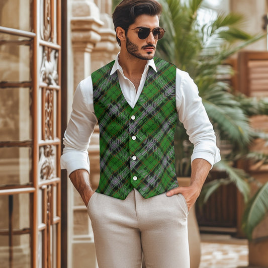 Clan Moss Tartan Bias Suit vest jacket
