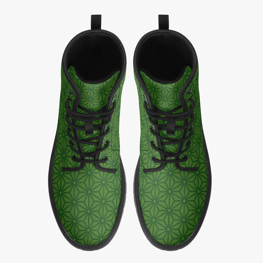 Japanese Wagara - Asoha Green - PU Leather Boots