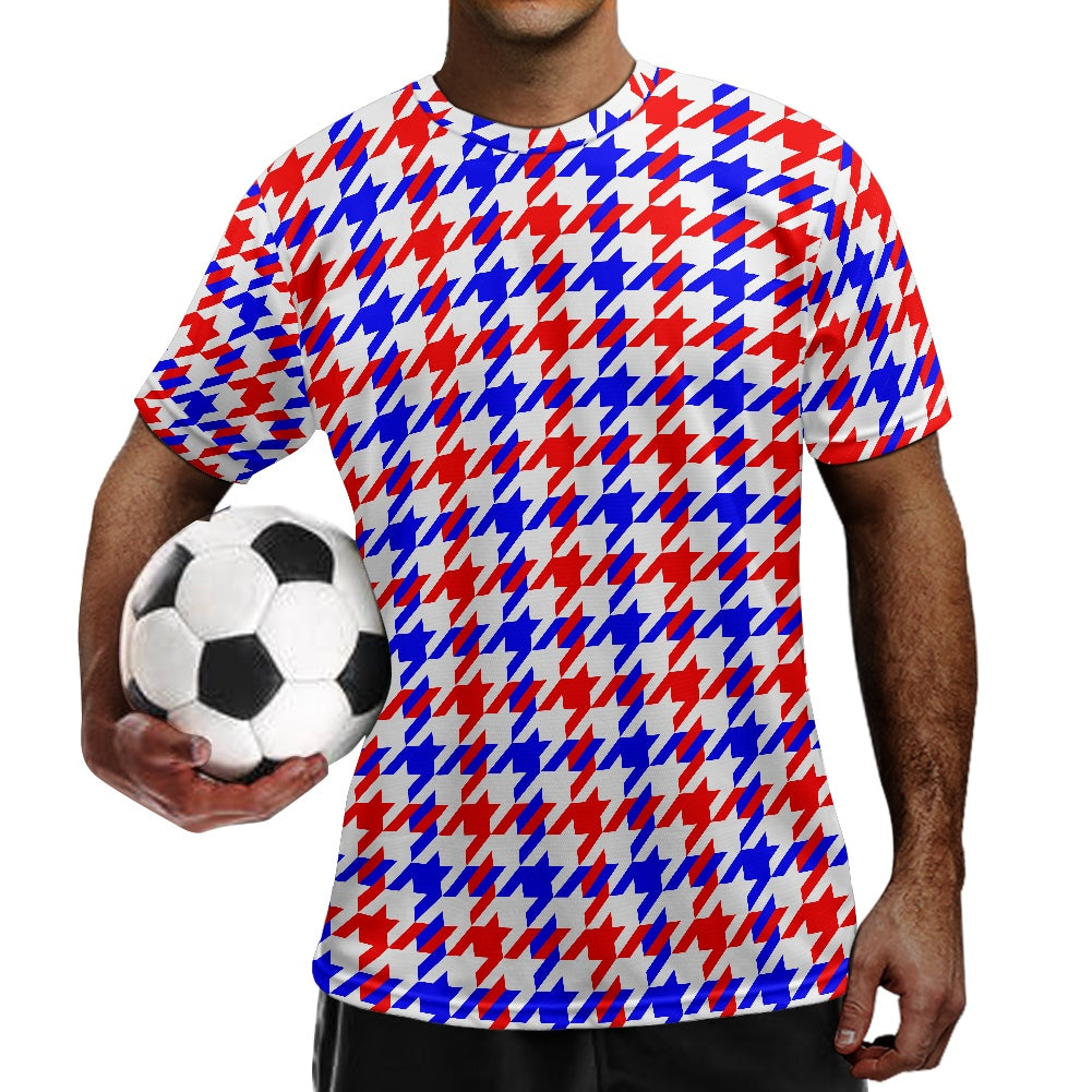 Red White Blue Houndstooth Football shirt