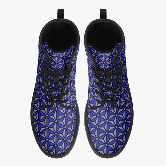 Japanese Wagara - Asoha Blue - PU Leather Boots