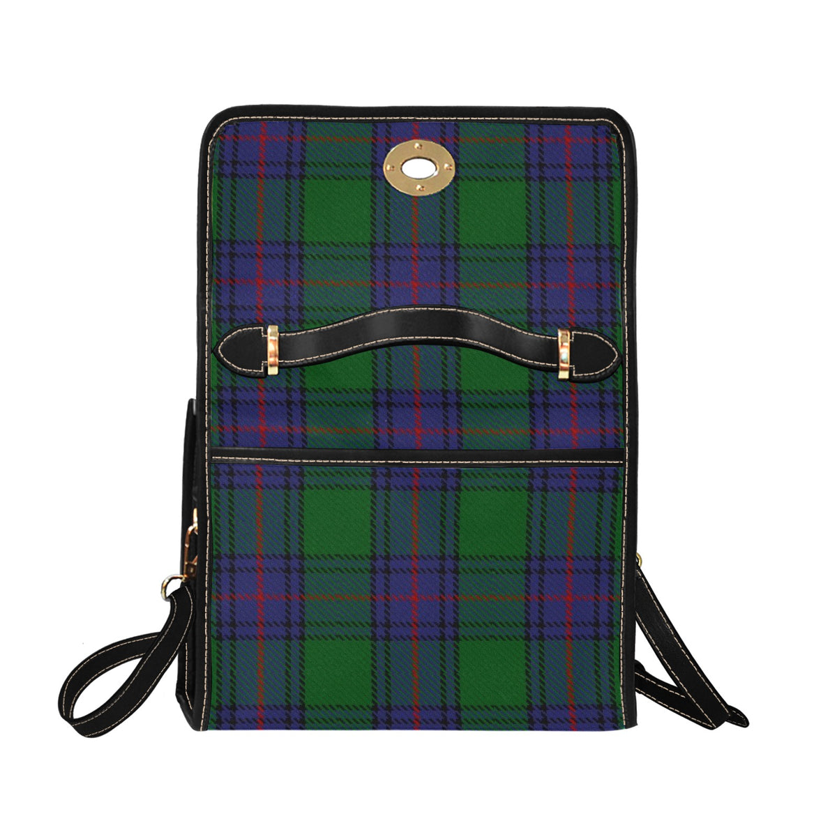 Clan Shaw Tartan Waterproof Canvas Handbag (Black)