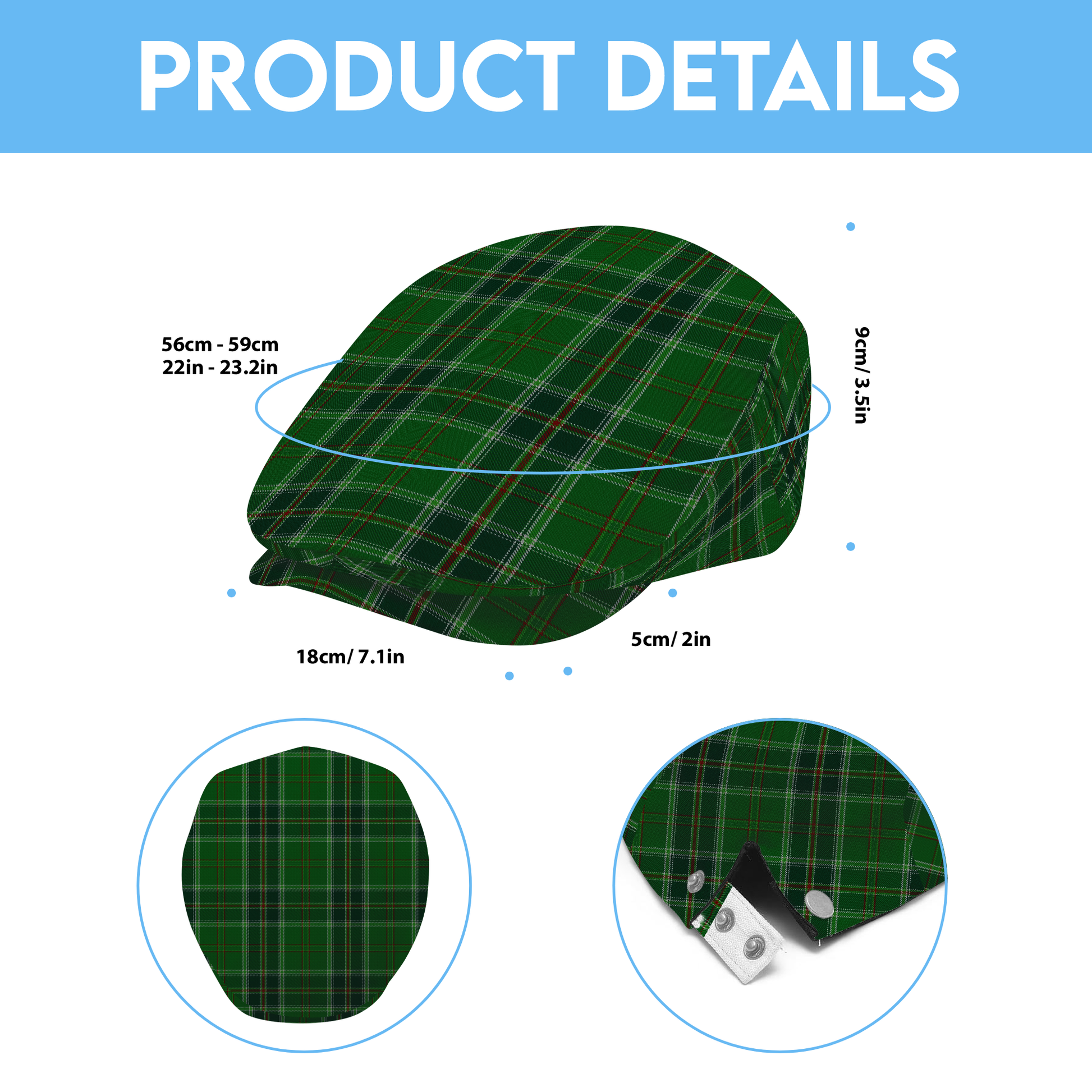 All Ireland Green Tartan Flat Cap