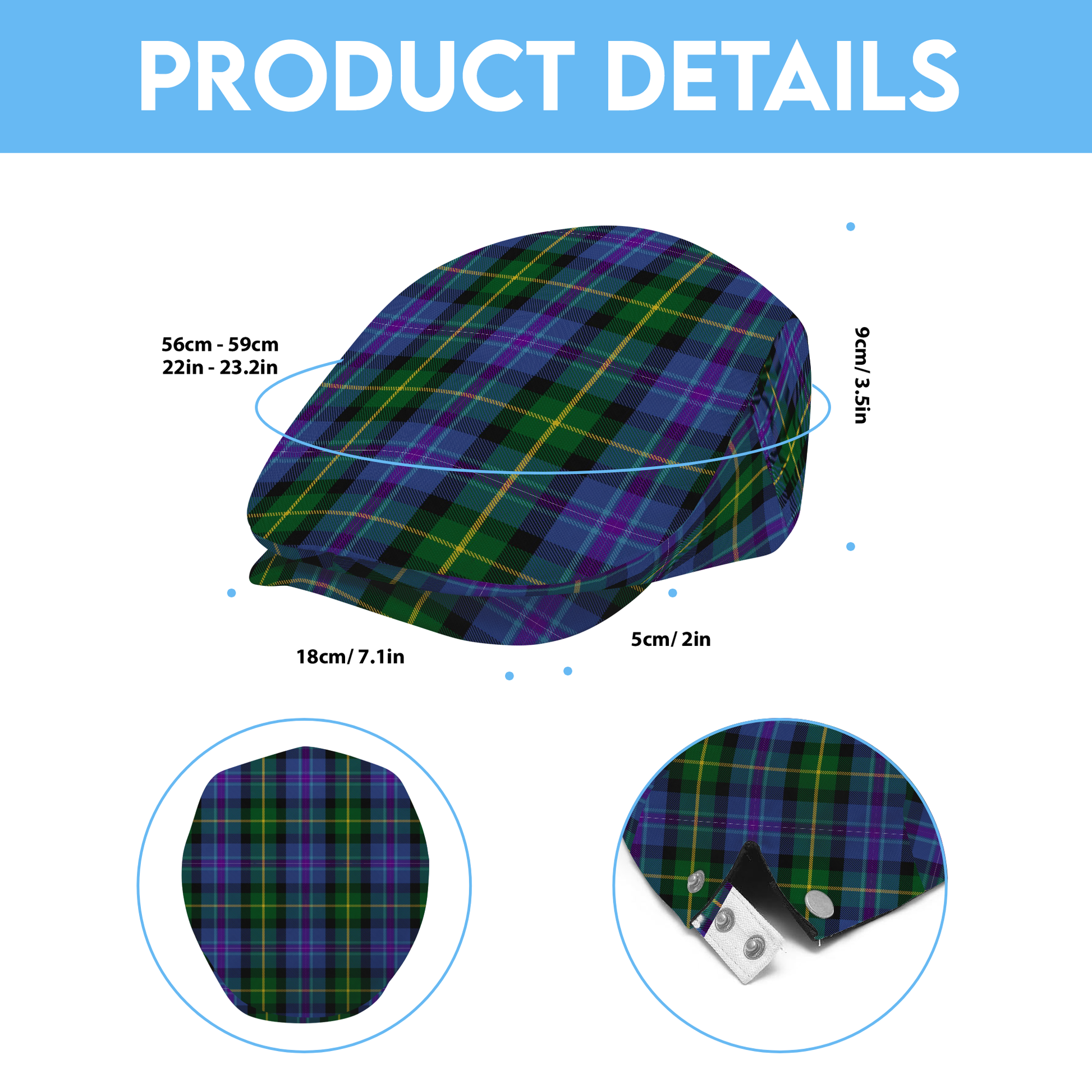Ayrshire District Tartan Flat Cap