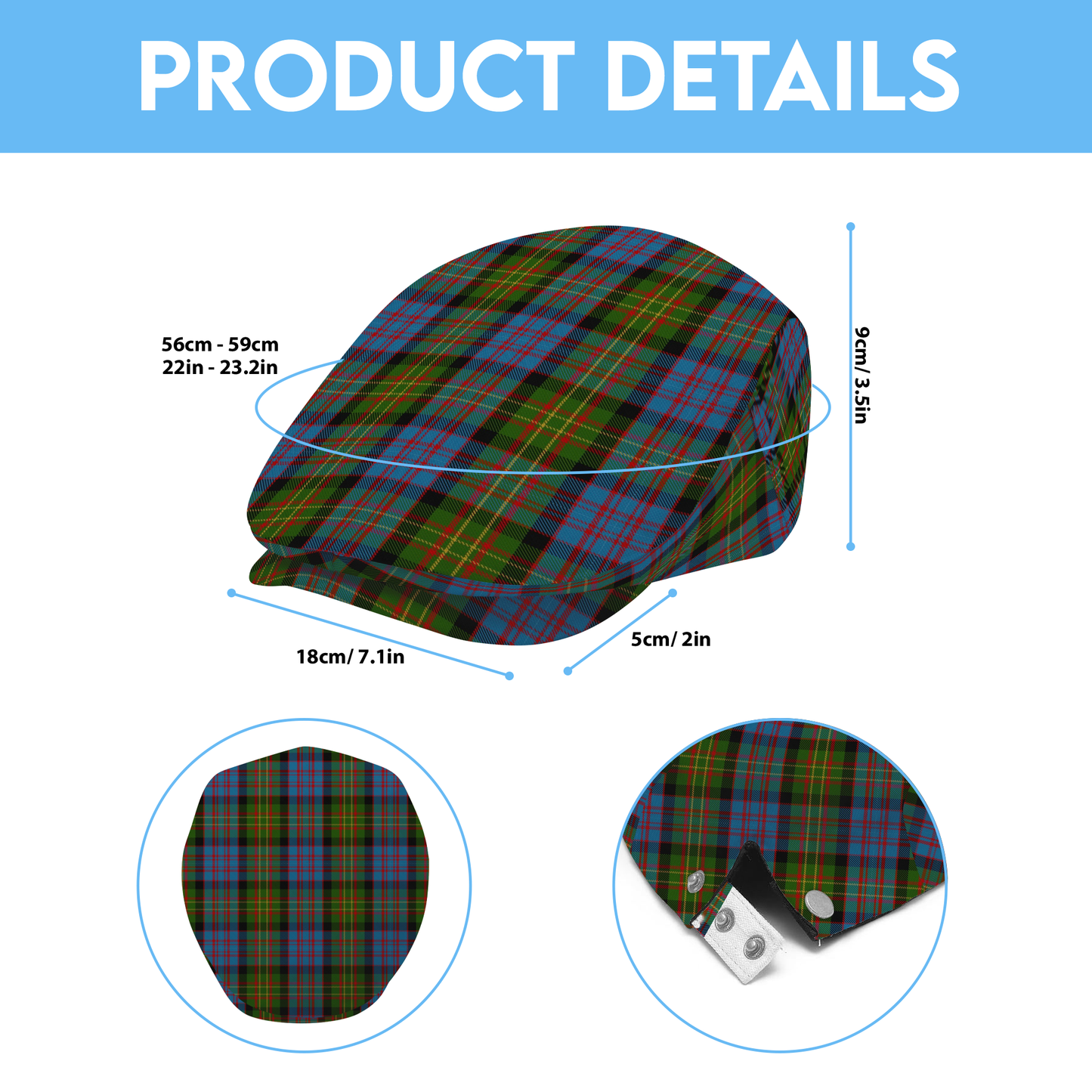 Clan Bowie Tartan Flat Cap