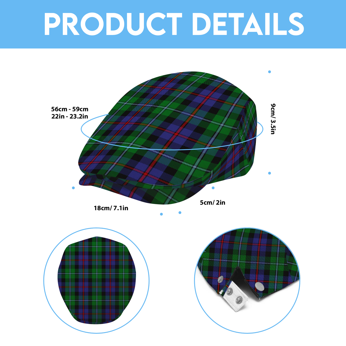 Clan Campbell of Cawdor Tartan Flat Cap