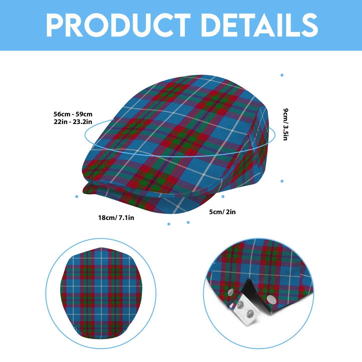 Edinburgh District Tartan Flat Cap