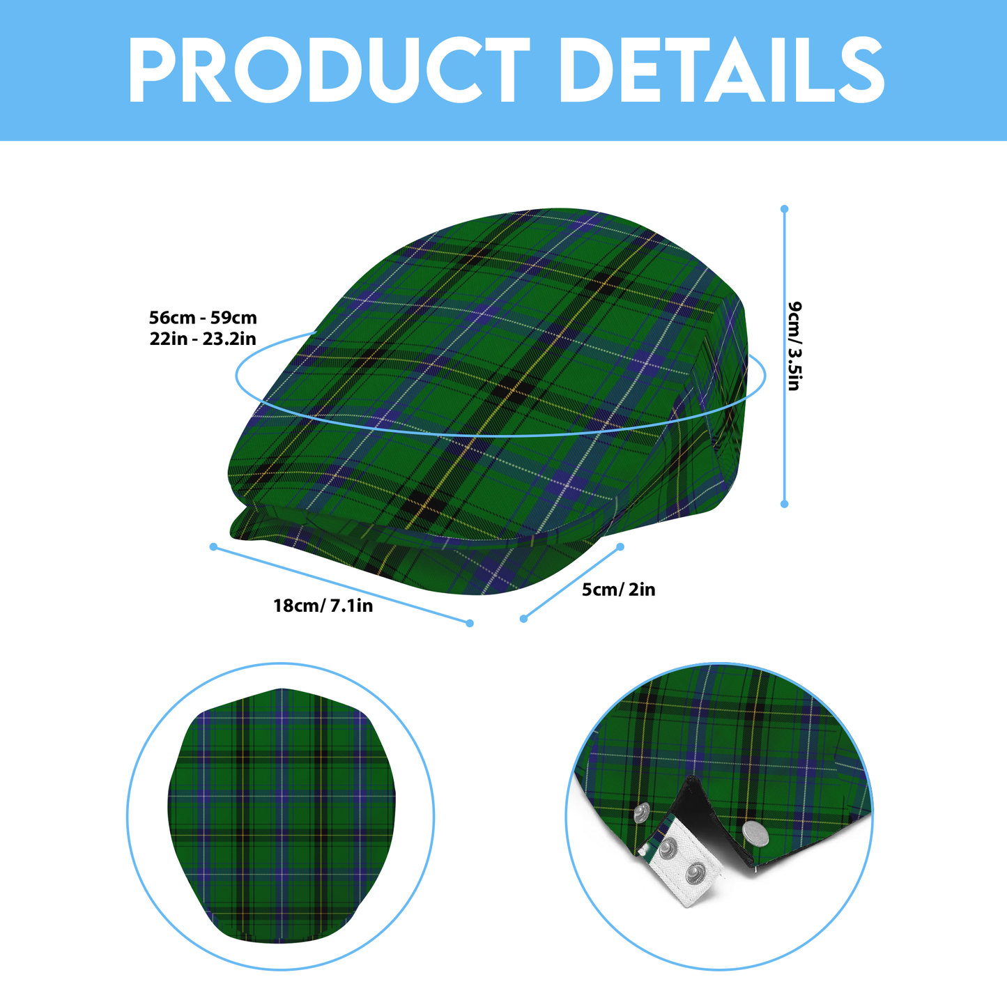 Clan Henderson Tartan Flat Cap