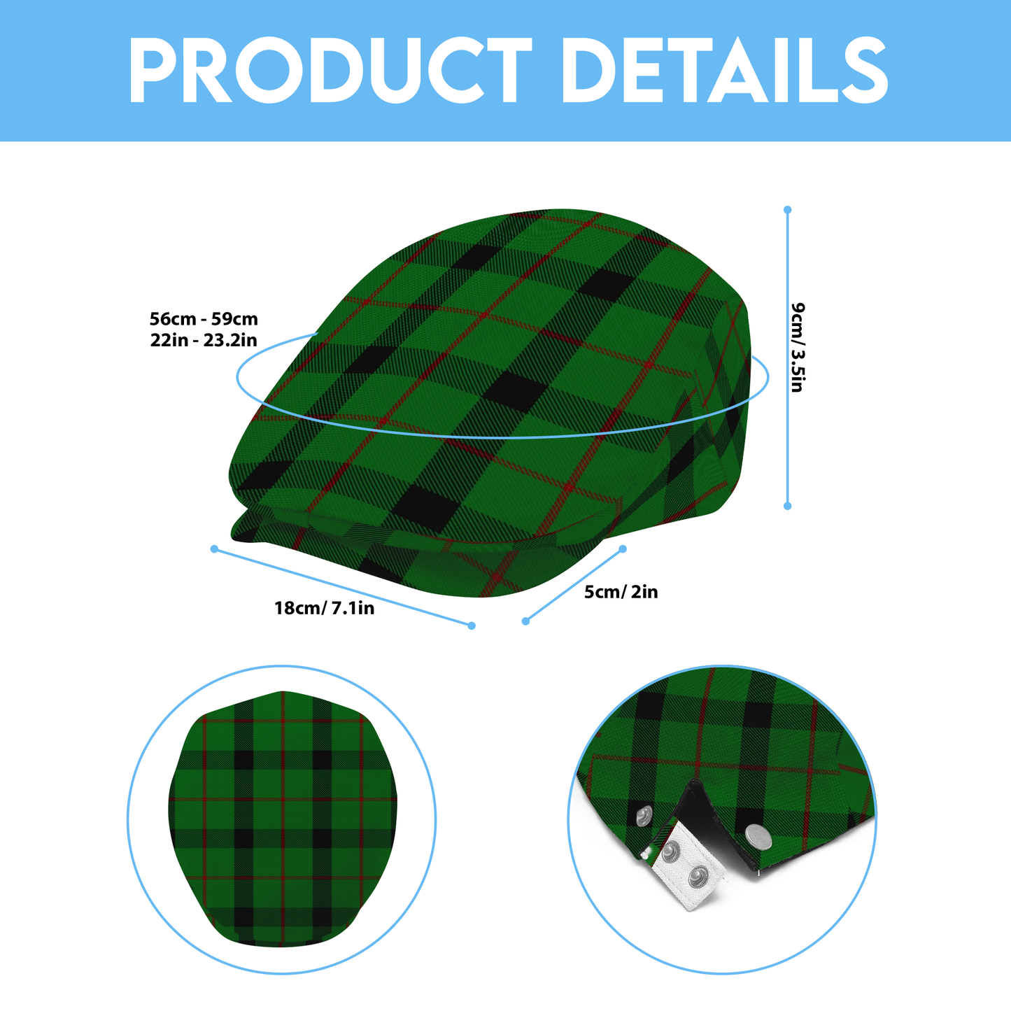 Clan Kincaid Tartan Flat Cap