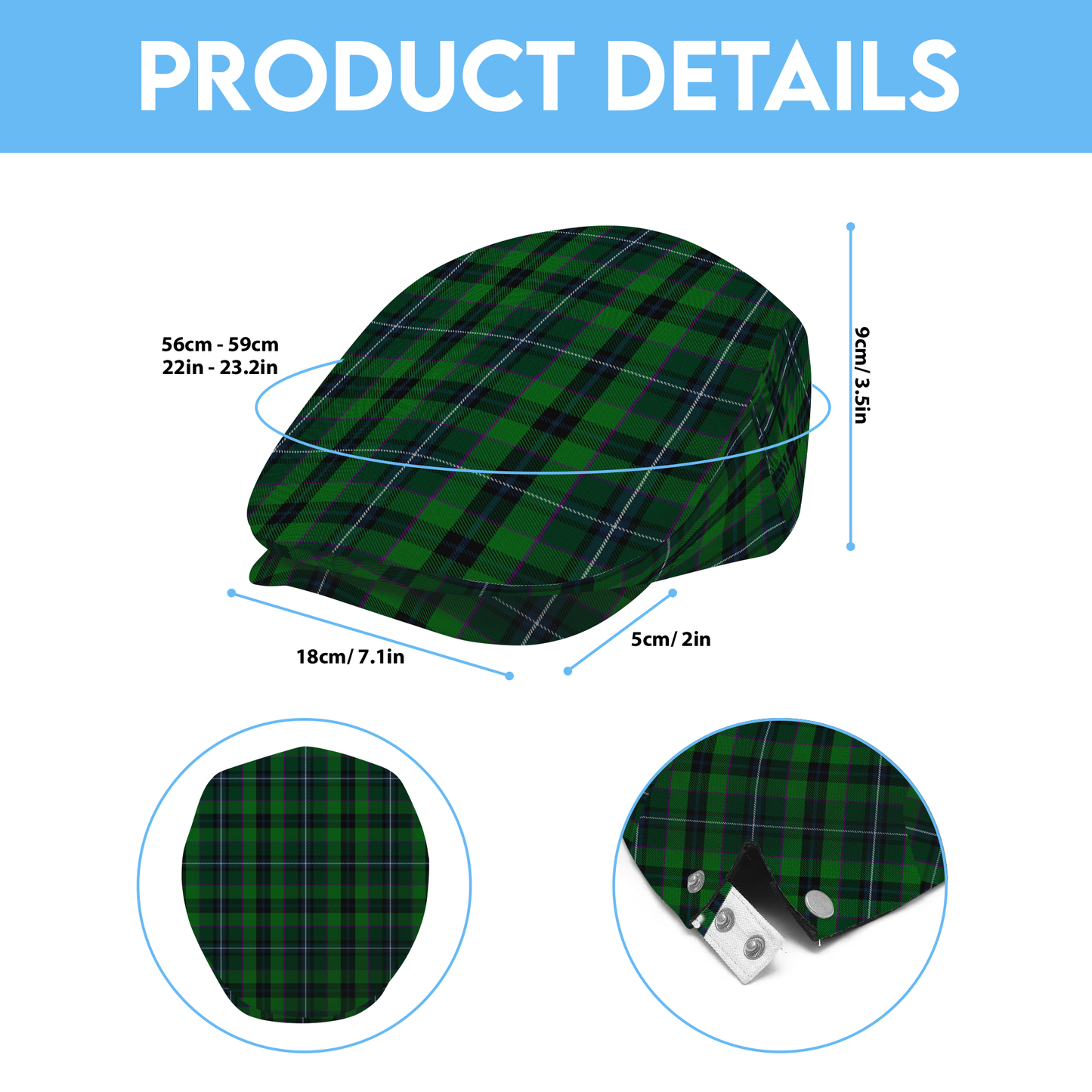 Clan Linden Tartan Flat Cap