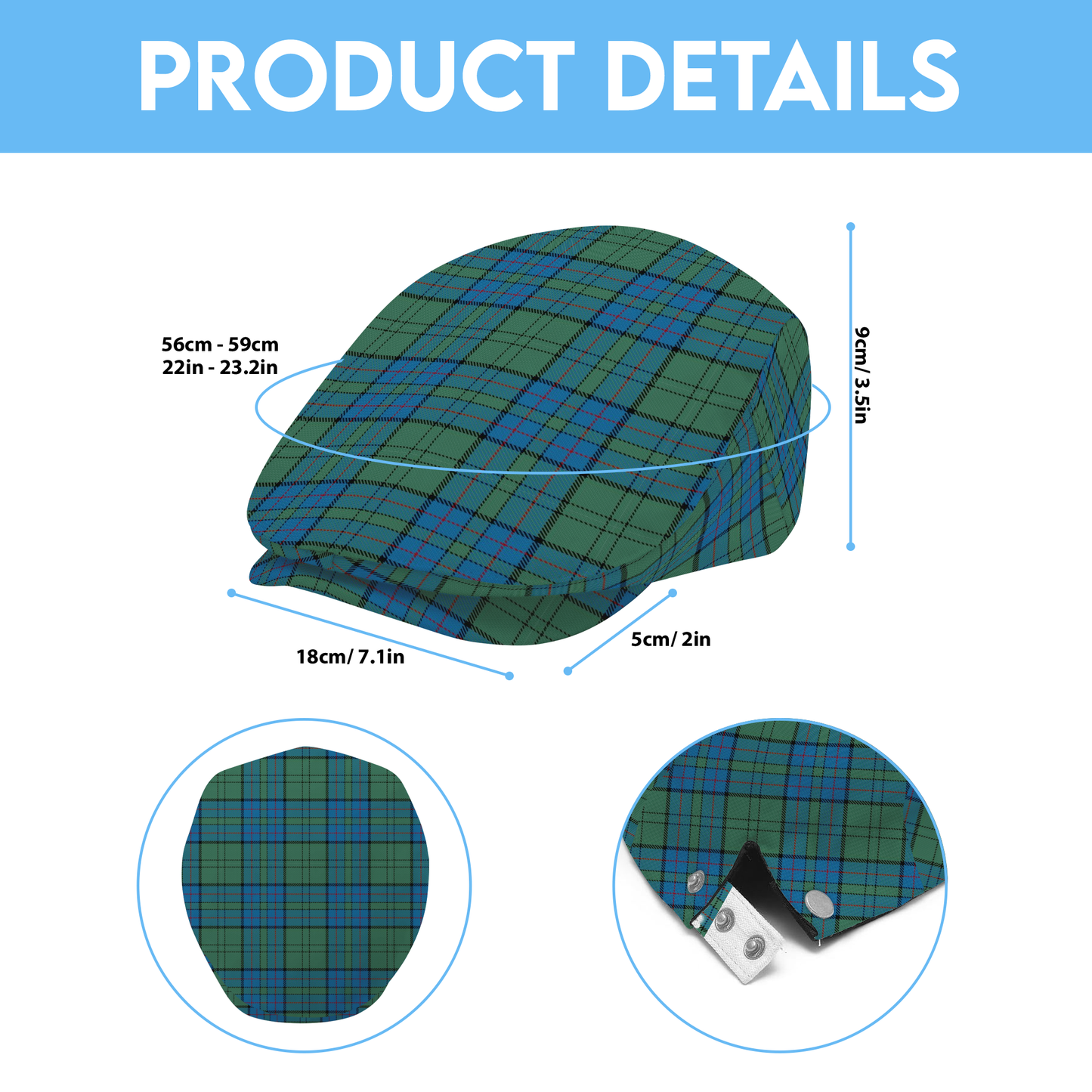 Clan Lockhart Tartan Flat Cap