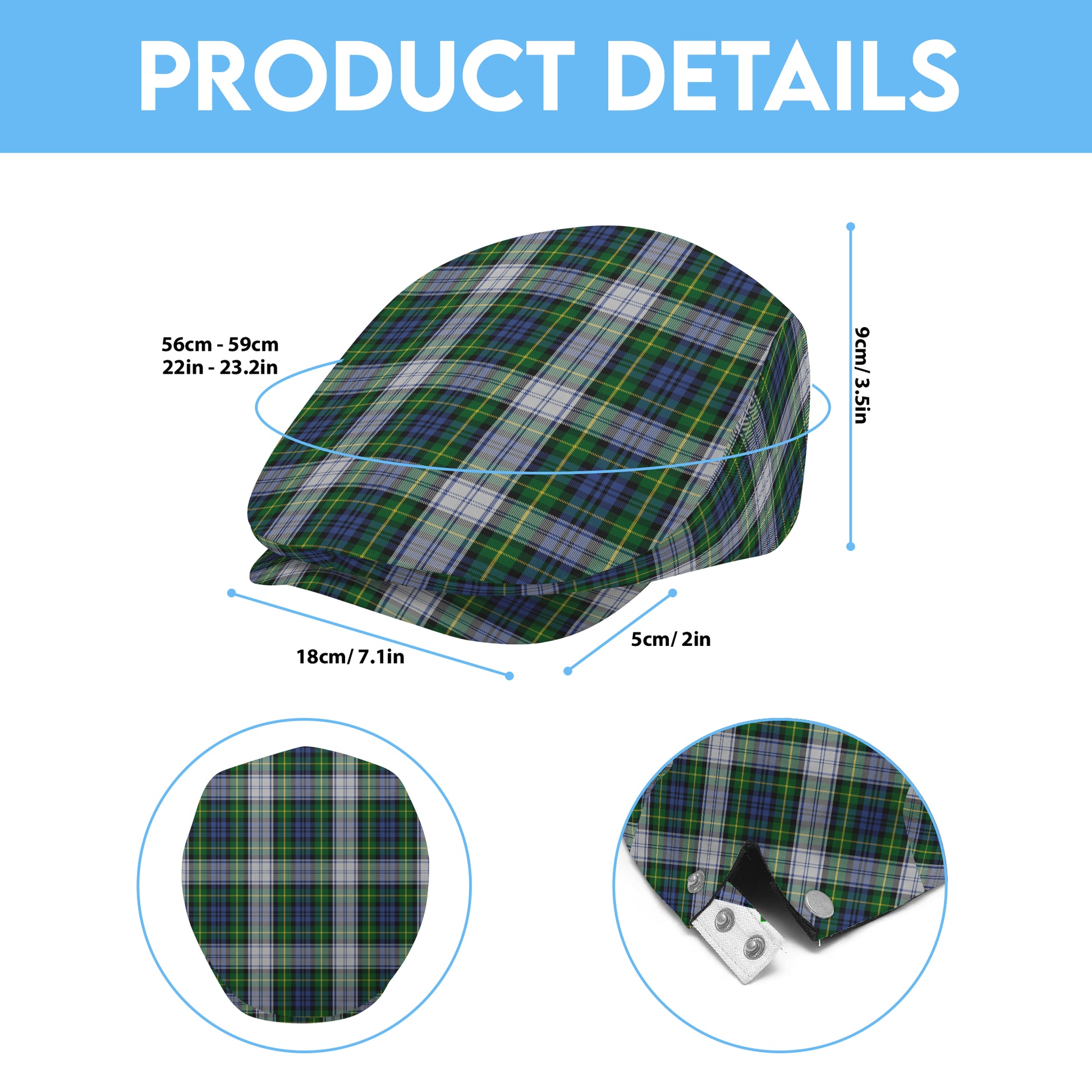 Clan Gordon Dress Tartan Flat Cap