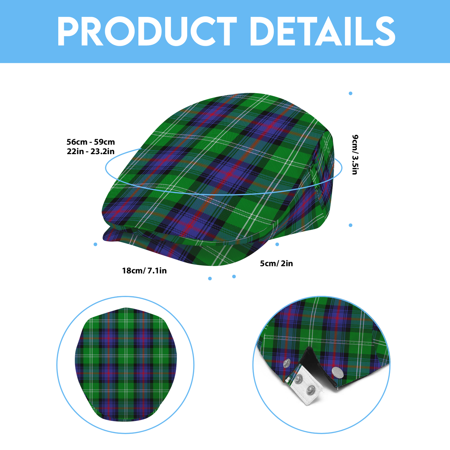 Clan Sutherland Tartan Flat Cap