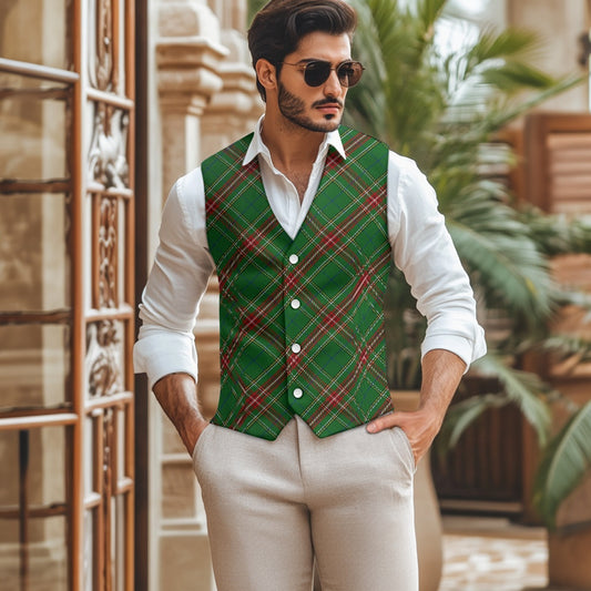 Clan Steel Tartan Bias Suit vest jacket