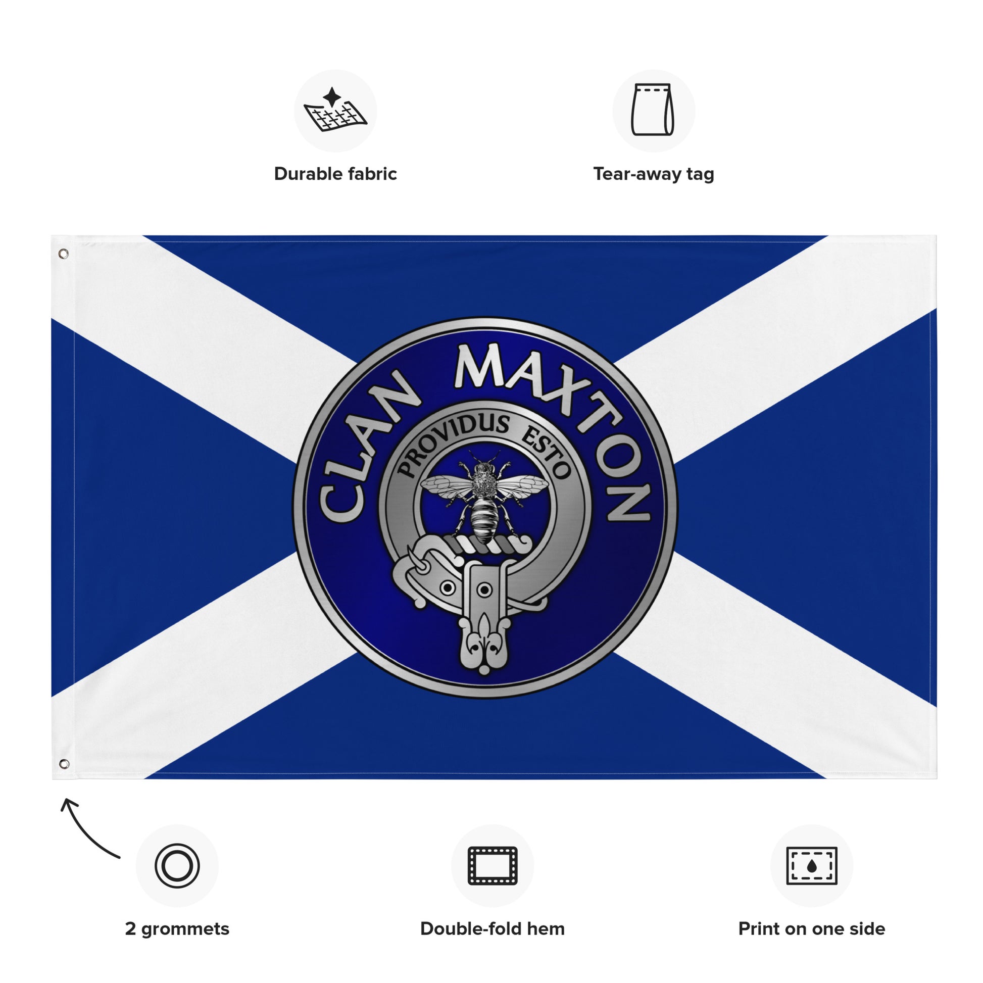 Clan Maxton Crest on Saltire Flag