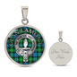 Clan Lamont Crest & Tartan Pendant Necklace