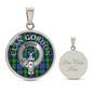 Clan Gordon Crest & Tartan Pendant Necklace